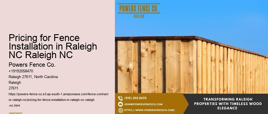 Pricing for Fence Installation in Raleigh NC Raleigh NC
